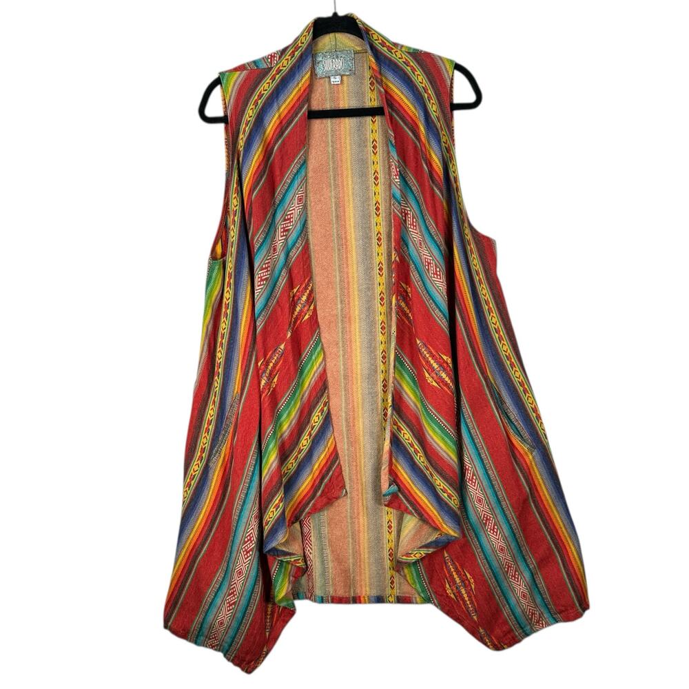 Silverado Southwestern Blanket Duster Vest Womens Sz Small Native Boho Colorful